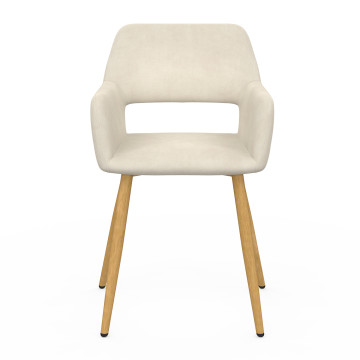 Fauteuil Heidi en velours beige et pieds bois - lot de 2