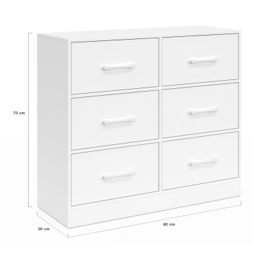 Commode Uma 6 tiroirs blanc
