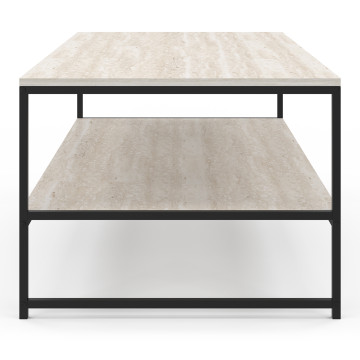 Table basse Memphis double plateau effet travertin 113cm