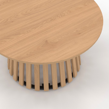 Table basse ronde Camélia pieds lattes
