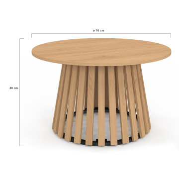 Table basse ronde Camélia pieds lattes