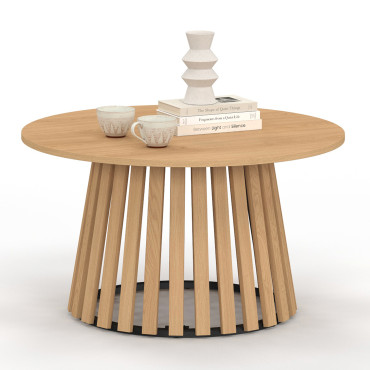 Table basse ronde Camélia pieds lattes