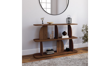 Etagère basse Japandi destructurée effet noyer