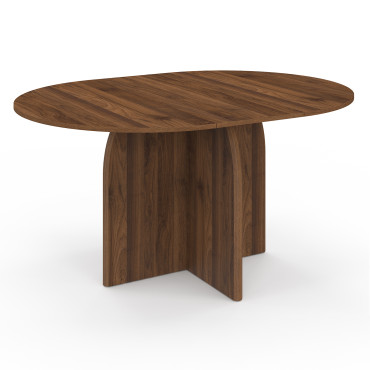 Table à manger ronde extensible Japandi effet noyer Ø110-150cm