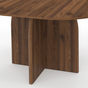 Table à manger ronde extensible Japandi effet noyer Ø110-150cm