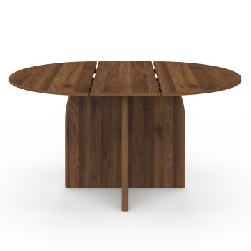 Table à manger ronde extensible Japandi effet noyer Ø110-150cm