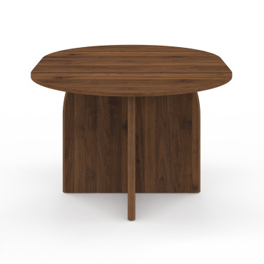 Table à manger ronde extensible Japandi effet noyer Ø110-150cm