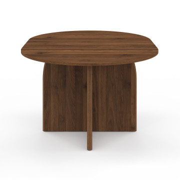 Table à manger ronde extensible Japandi effet noyer Ø110-150cm
