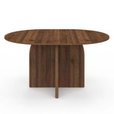 Table à manger ronde extensible Japandi effet noyer Ø110-150cm