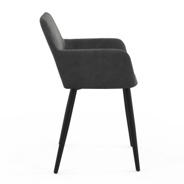 Fauteuil Heidi en velours gris foncé et pieds noirs - lot de 2