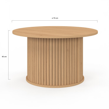 Table basse ronde Albane pieds lattes