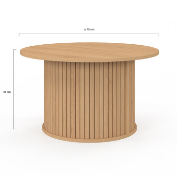 Table basse ronde Albane pieds lattes