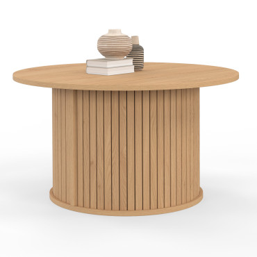Table basse ronde Albane pieds lattes