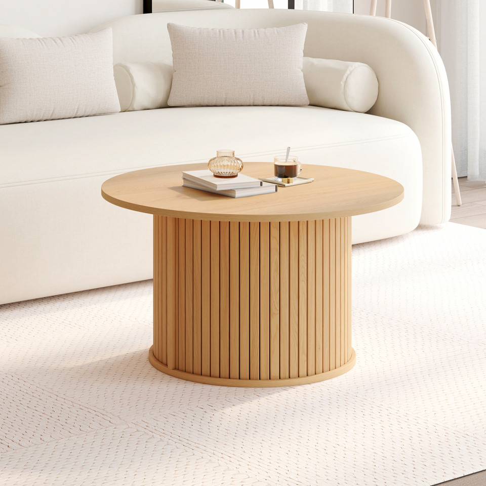 Table basse ronde Albane pieds lattes Table basse ronde Albane pieds lattes