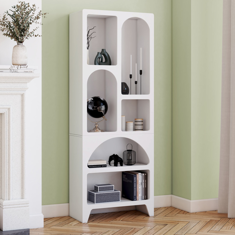 Etagère organique 6 compartiments blanche 160cm Etagère organique 6 compartiments blanche 160cm