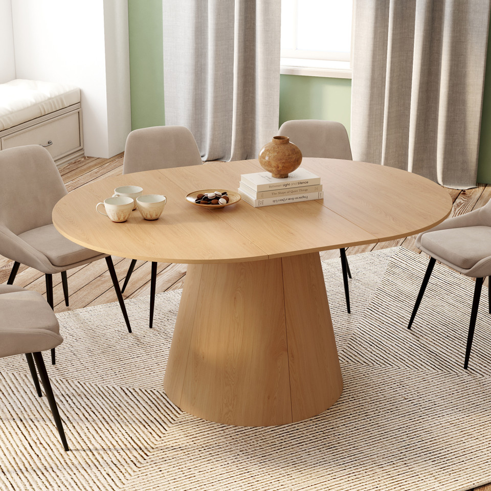 Table à manger ronde extensible Elvis bois Ø110-150cm Table à manger ronde extensible Elvis bois Ø110-150cm