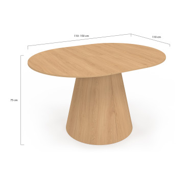 Table à manger ronde extensible Elvis bois Ø110-150cm