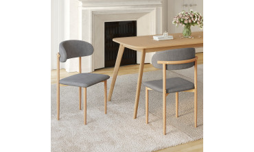 Chaises Callisto en tissu gris et pieds métal - lot de 6