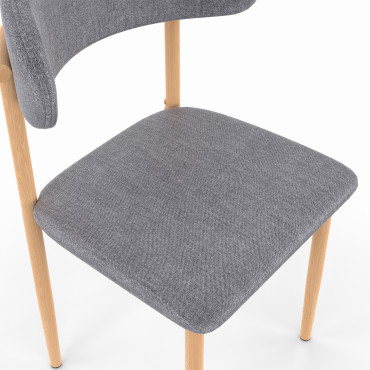 Chaises Callisto en tissu gris et pieds métal - lot de 6