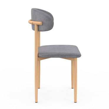 Chaises Callisto en tissu gris et pieds métal - lot de 6