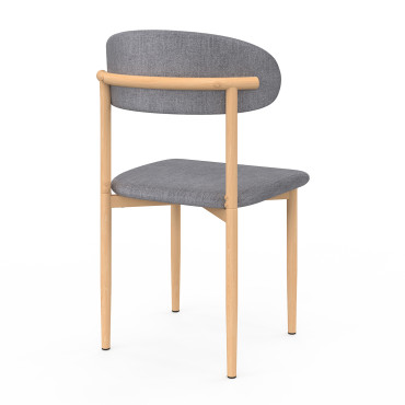 Chaises Callisto en tissu gris et pieds métal - lot de 6