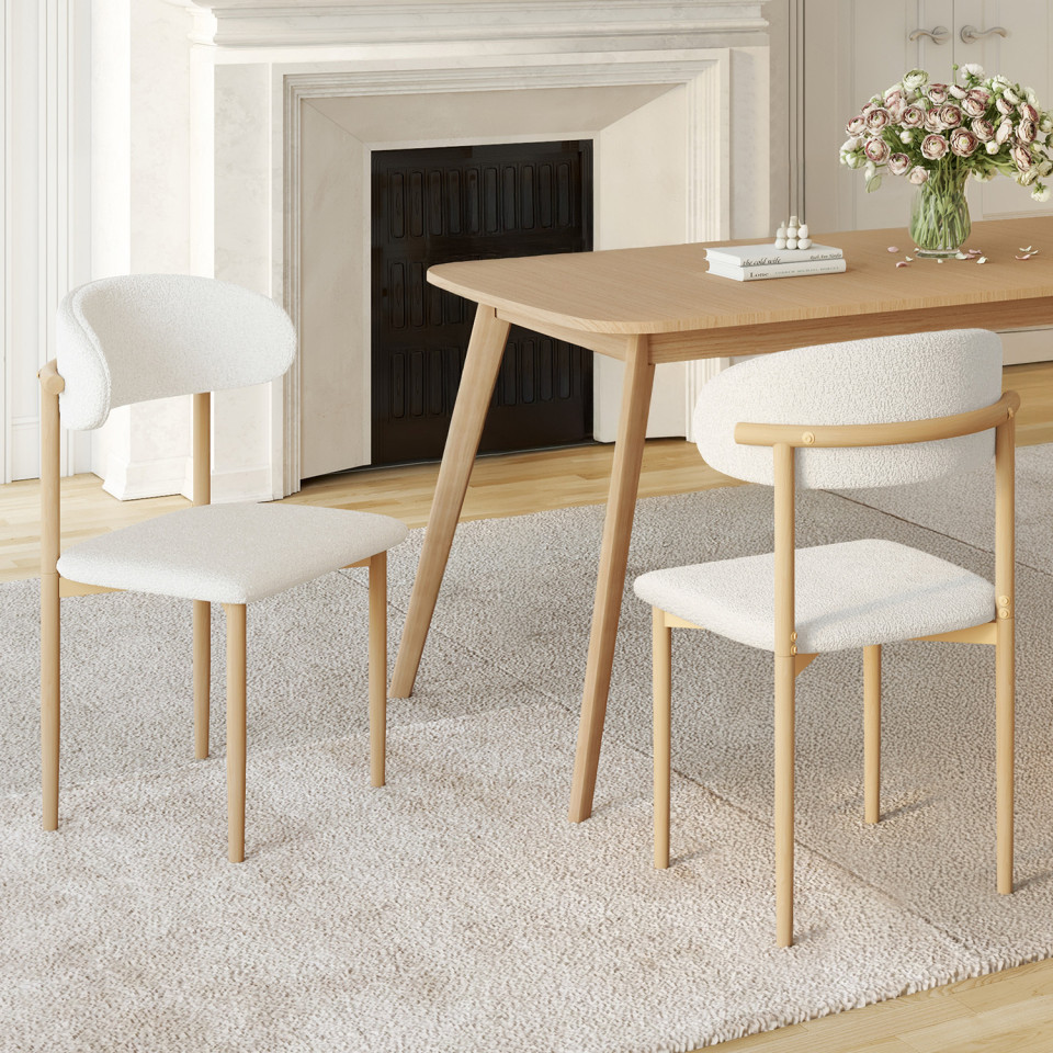 Chaises Callisto en bouclette et pieds métal - lot de 6 Chaises Callisto en bouclette et pieds métal - lot de 6
