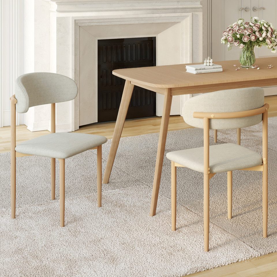 Chaises Callisto en tissu beige et pieds métal - lot de 6 Chaises Callisto en tissu beige et pieds métal - lot de 6