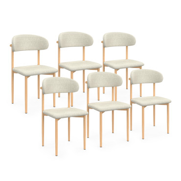 Chaises Callisto en tissu beige et pieds métal - lot de 6