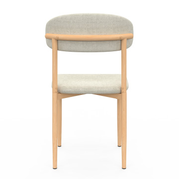 Chaises Callisto en tissu beige et pieds métal - lot de 6