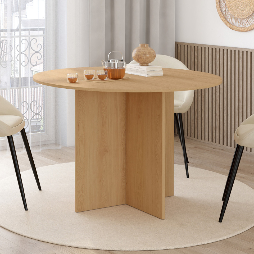 Table à manger ronde Ophélia bois Ø110cm Table à manger ronde Ophélia bois Ø110cm