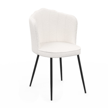 Chaises Arielle en bouclette crème et pieds noirs - lot de 2
