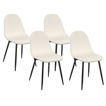 Chaises Sofia en bouclette blanche et pieds métal noirs - lot de 4