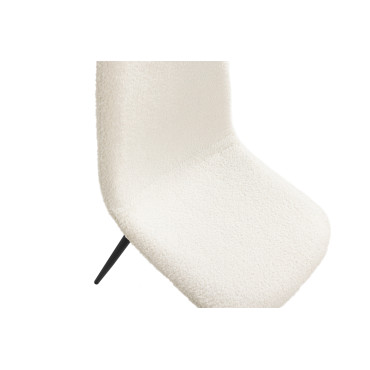 Chaises Sofia en bouclette blanche et pieds métal noirs - lot de 4