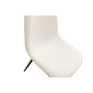 Chaises Sofia en bouclette blanche et pieds métal noirs - lot de 4