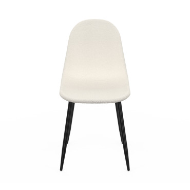 Chaises Sofia en bouclette blanche et pieds métal noirs - lot de 4