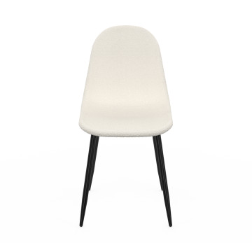 Chaises Sofia en bouclette blanche et pieds métal noirs - lot de 4