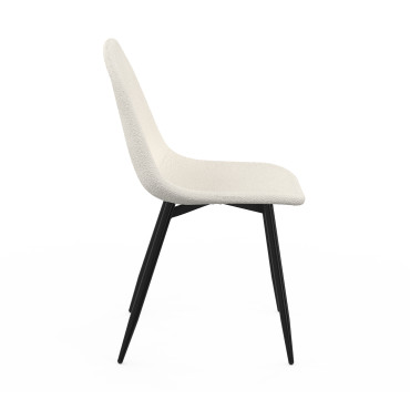 Chaises Sofia en bouclette blanche et pieds métal noirs - lot de 4