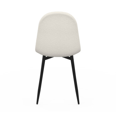 Chaises Sofia en bouclette blanche et pieds métal noirs - lot de 4