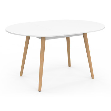Table à manger ronde extensible Stacy bois et blanc Ø110-150cm