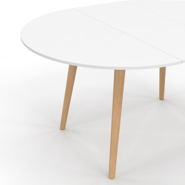 Table à manger ronde extensible Stacy bois et blanc Ø110-150cm