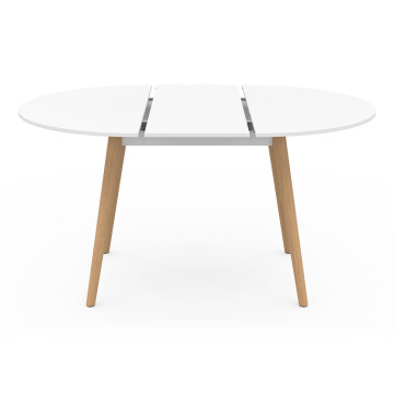Table à manger ronde extensible Stacy bois et blanc Ø110-150cm