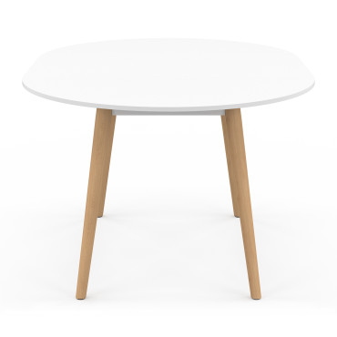 Table à manger ronde extensible Stacy bois et blanc Ø110-150cm