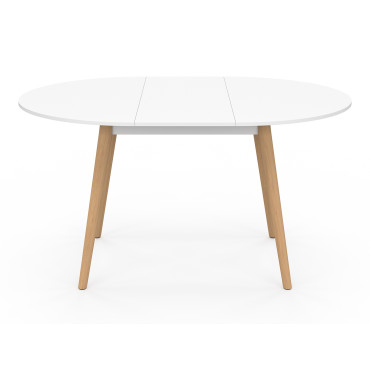 Table à manger ronde extensible Stacy bois et blanc Ø110-150cm