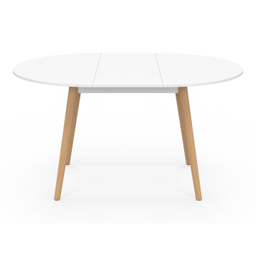 Table à manger ronde extensible Stacy bois et blanc Ø110-150cm