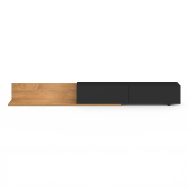 Meuble TV extensible Movena bois et noir L215-360cm