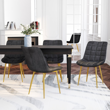 Chaises Melinda en velours gris foncé et pieds dorés - lot de 4