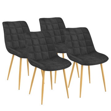 Chaises Melinda en velours gris foncé et pieds dorés - lot de 4