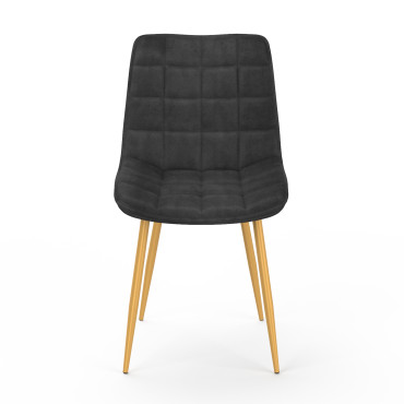Chaises Melinda en velours gris foncé et pieds dorés - lot de 4