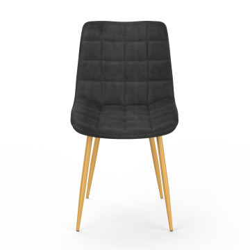Chaises Melinda en velours gris foncé et pieds dorés - lot de 4