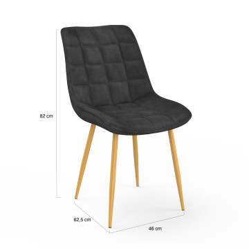 Chaises Melinda en velours gris foncé et pieds dorés - lot de 4